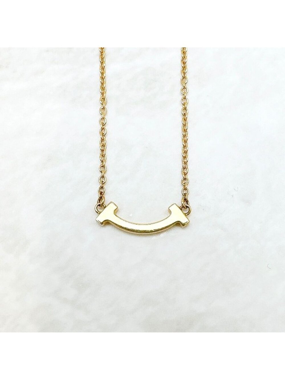 Tiffany & Co T Smile Mini Yellow Gold Necklace - Picture 3 of 8